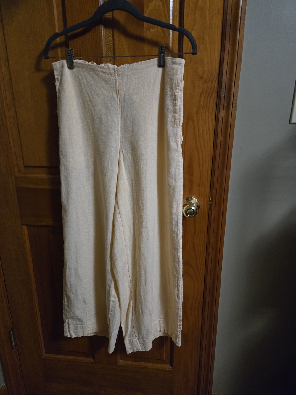 Free People Cream Wide-Leg Linen Pants